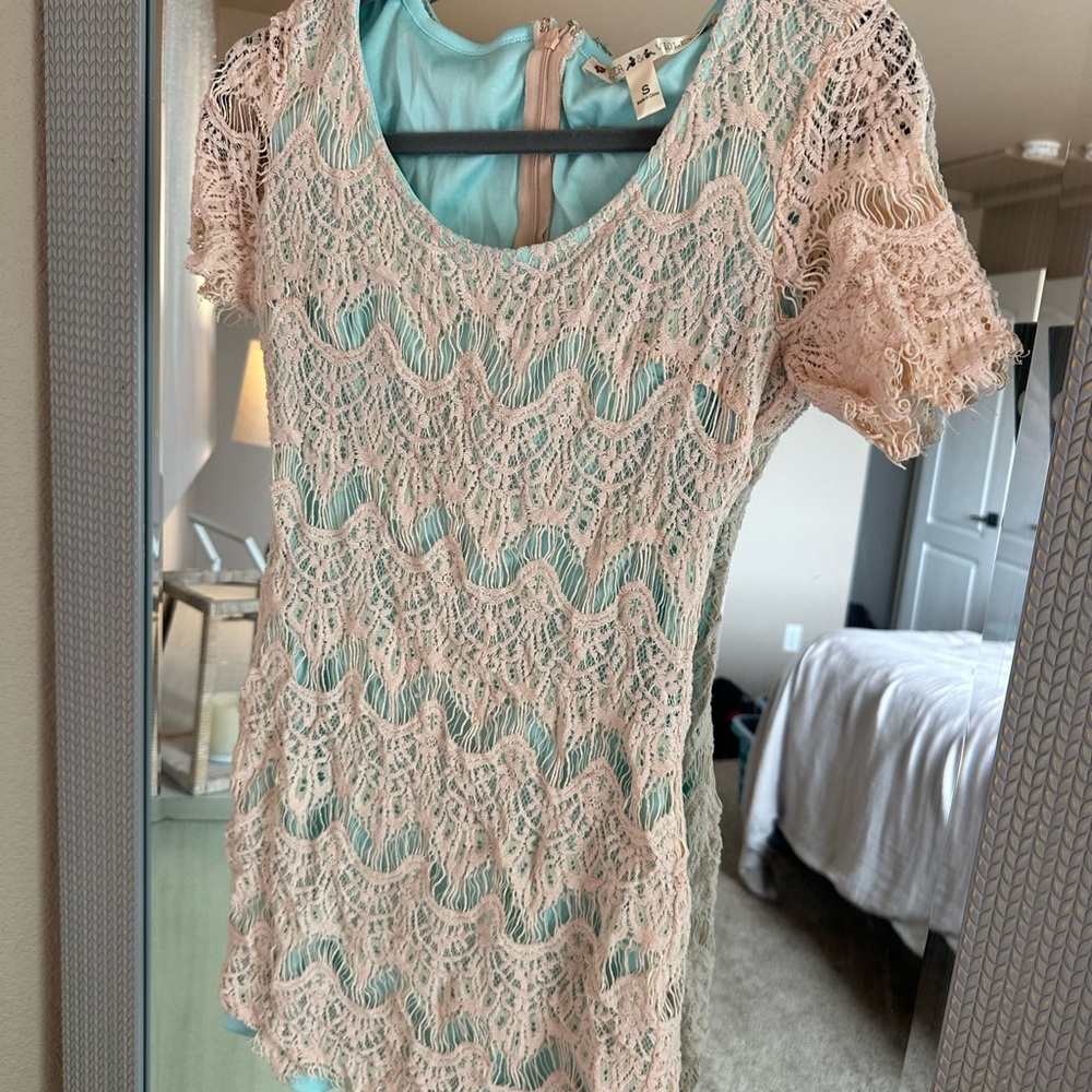 Elegant Lace Overlay Top in Pink and Blue
